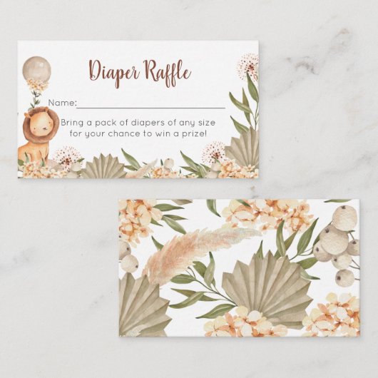 Tarjeta De Recepción Boho Lion watercolor Diapper Informatiekaartje (Voorkant / Achterkant)