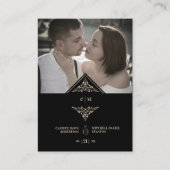 Tarjeta De Recepción RSVP Gold Wedding Initials Fl Informatiekaartje (Voorkant)