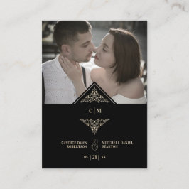 Tarjeta De Recepción RSVP Gold Wedding Initials Fl Informatiekaartje