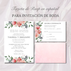 Tarjeta de RSVP de boda rosa elegante Spaanse RSVP