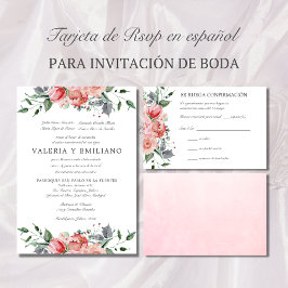 Tarjeta de RSVP de boda rosa elegante Spaanse RSVP Kaartje