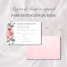 Tarjeta de RSVP de boda rosa elegante Spaanse RSVP Kaartje