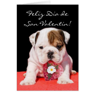 Tarjeta de San Valentin con cachorro bulldog