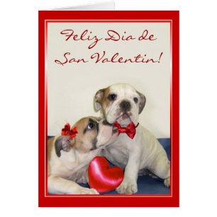 Tarjeta de San Valentin con cachorros bulldog