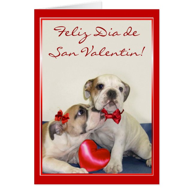 Tarjeta de San Valentin con cachorros bulldog (Voorkant)