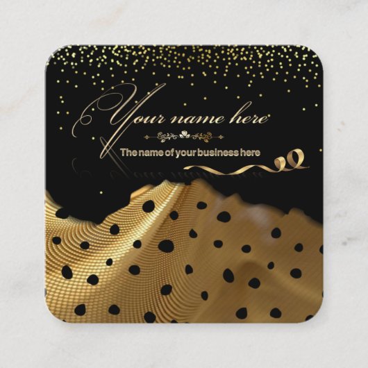 Tarjeta de visita  elegante negro con dorado pers  vierkante visitekaartje (Voorkant)