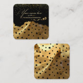Tarjeta de visita  elegante negro con dorado pers  vierkante visitekaartje (Voorkant / Achterkant)