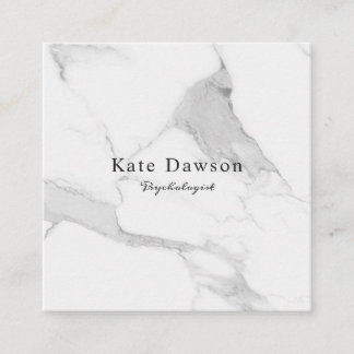 Tarjeta de visita Grey White Marble Business Card Vierkante Visitekaartje