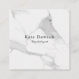 Tarjeta de visita Grey White Marble Business Card Vierkante Visitekaartje