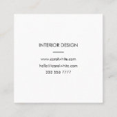 Tarjeta de visita Modern Black White Business Card Vierkante Visitekaartje (Achterkant)