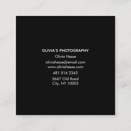 Tarjeta de visita para fotógrafo 6 Cuadrada Foto Vierkante Visitekaartje (Achterkant)
