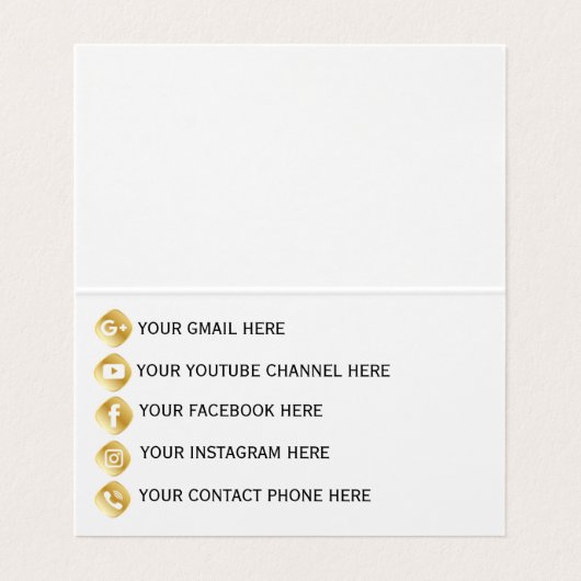 Tarjeta de visita plegada personalizada negra visitekaartje (Binnenkant ongevouwen)