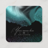Tarjeta de visita turquesa con purpurina vierkante visitekaartje (Voorkant)