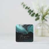 Tarjeta de visita turquesa con purpurina vierkante visitekaartje (Staand voorkant)