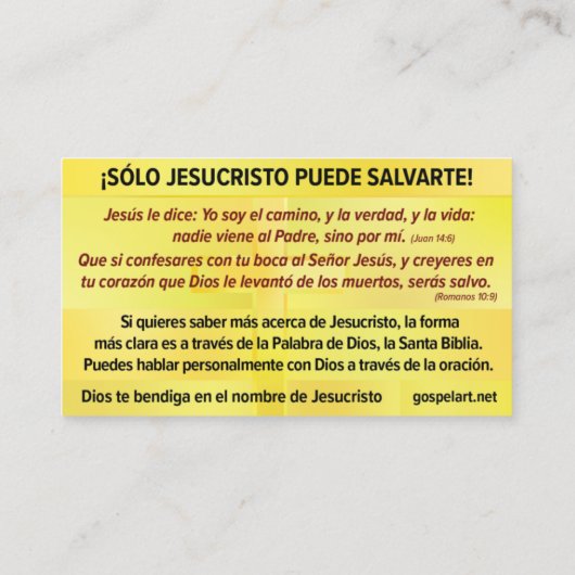 Tarjeta del Evangelio - Español RVR 1909 Visitekaartje (Achterkant)