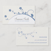 Tarjeta elegante con flores azules y chevrón visitekaartje (Voorkant / Achterkant)