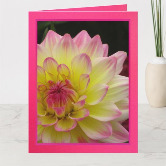 Tarjeta - Feliz Cumpleaños - Dalia Rosa-Amarilla Kaart (Voorkant)