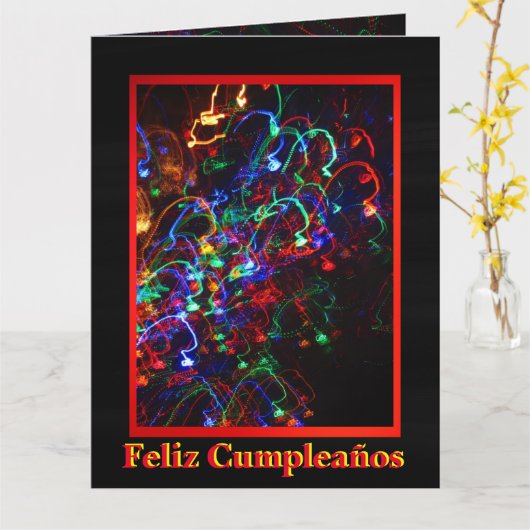 Tarjeta - Feliz Cumpleaños - Todas Luces en Kleur Kaart (Gele Bloem)