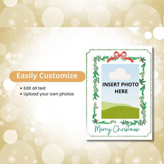 Tarjeta Festiva Border Ribbon Bow Feestdagenkaart