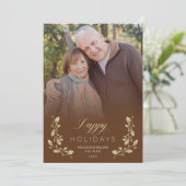 Tarjeta Festiva Brown Whimsical Script Quote Photo Feestdagenkaart (Staand voorkant)