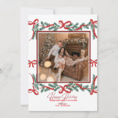 Tarjeta Festiva Garland Bows Red Feestdagenkaart (Voorkant)