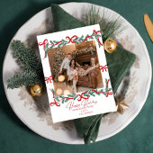 Tarjeta Festiva Garland Bows Red Feestdagenkaart