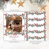 Tarjeta Festiva Garland Bows Red Feestdagenkaart