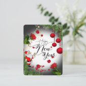 Tarjeta festiva plana para año nuevo  con rosas feestdagenkaart (Staand voorkant)