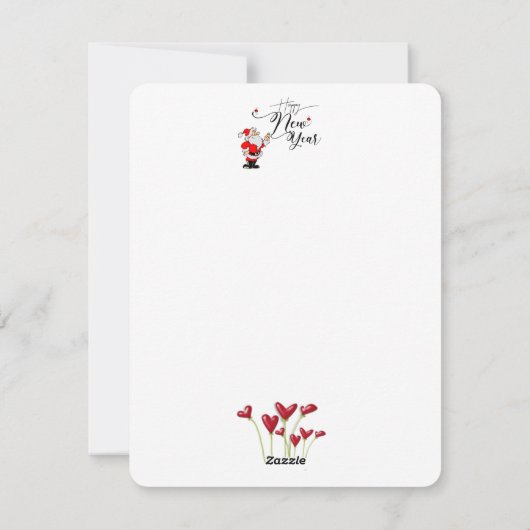 Tarjeta festiva plana para año nuevo  con rosas feestdagenkaart (Achterkant)