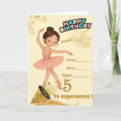 Tarjeta festiva plegada bailarina alegre. feestdagen kaart (Voorkant)