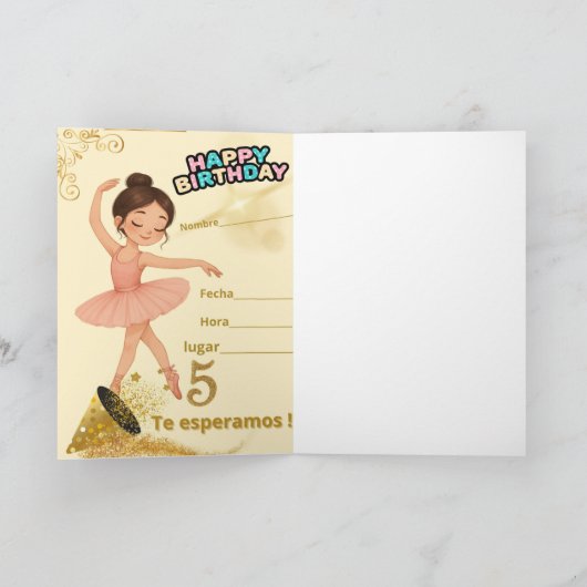 Tarjeta festiva plegada bailarina alegre. feestdagen kaart (Binnen)