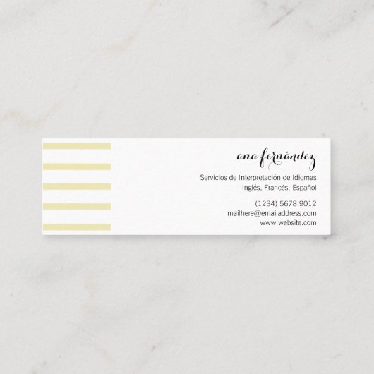 Tarjeta Hola intérprete traductor profesor idiomas Mini Visitekaartje (Achterkant)