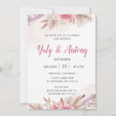 Tarjeta Invitación color champagne, rosado boda Kaart (Voorkant)