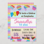 TARJETA INVITACION CUMPLEAÑOS POP IT BIRTHDAY DEEL KAART (Voorkant / Achterkant)