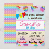 TARJETA INVITACION CUMPLEAÑOS POP IT BIRTHDAY DEEL KAART (Voorkant / Achterkant)