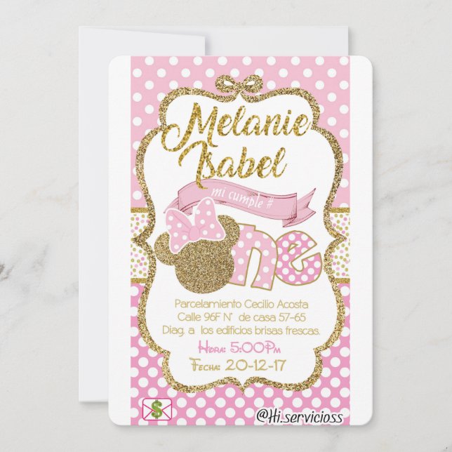 tarjeta minnie dorada (Voorkant)