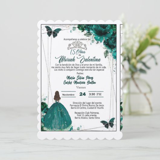 TARJETA PARA BODA O QUINCEAÑERA SAVE THE DATE (Staand voorkant)