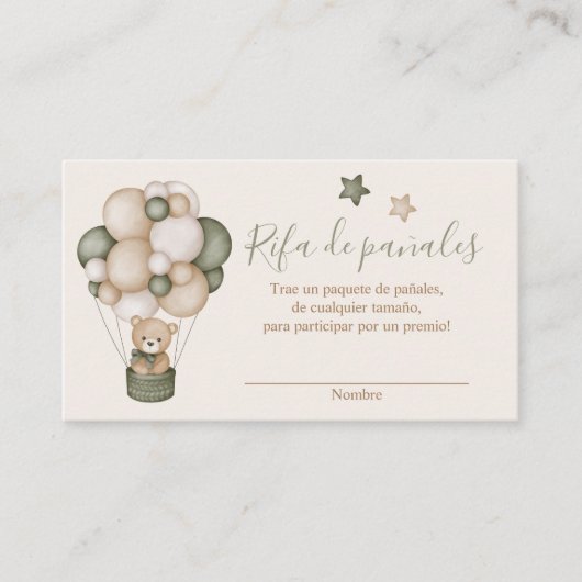 Tarjeta para Rifa de pañales Informatiekaartje (Voorkant)