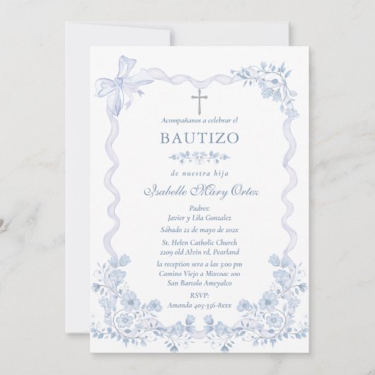 Tarjeta Personalizada Bautizo Niña Kaart (Voorkant)