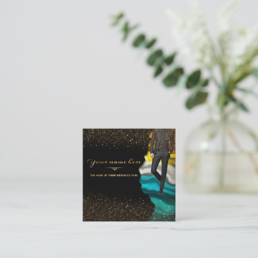 tarjeta personalizada de negocios de trajes vierkante visitekaartje (Staand voorkant)