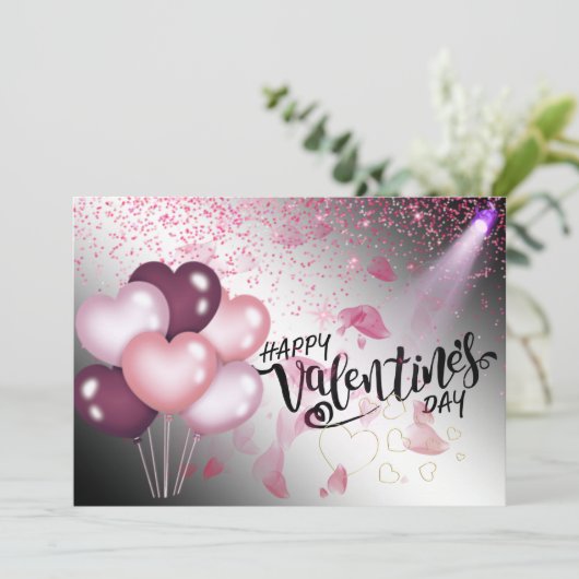 Tarjeta plana con globos de san Valentin Feestdagenkaart (Staand voorkant)