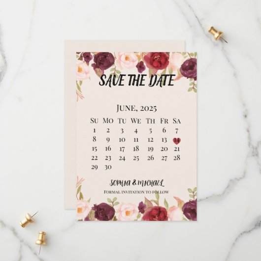 Tarjeta plana de reserva la fecha save the date (Voorkant / Achterkant in situ)