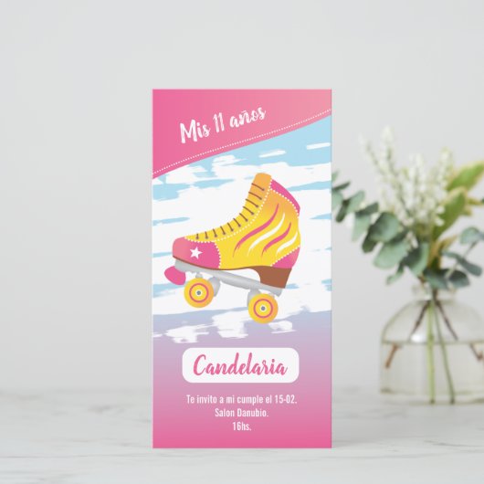 Tarjeta plana, temática patinaje (Staand voorkant)