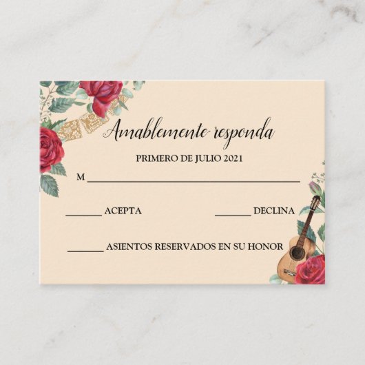 Tarjeta RSVP Burgundy Red Charra Visitekaartje (Voorkant)