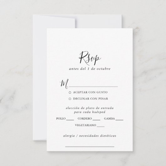 Tarjeta Rsvp con Elección de Menú (Voorkant)