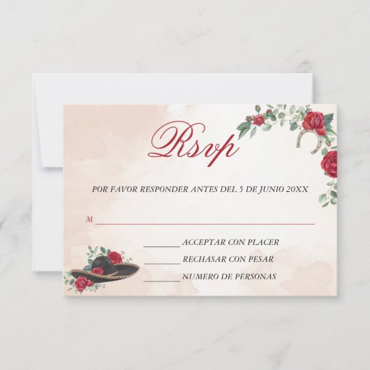 Tarjeta RSVP Mariachi Charra Waterverf card Bedankkaart (Voorkant)