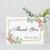 Tarjeta Thank You boda personalizada floral Bedankkaart (Staand voorkant)
