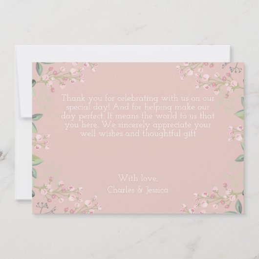 Tarjeta Thank You boda personalizada floral Bedankkaart (Achterkant)