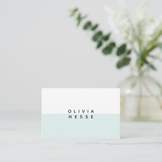 Tarjeta visita Minimal Blue White Business Card Visitekaartje (Staand voorkant)