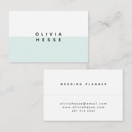 Tarjeta visita Minimal Blue White Business Card Visitekaartje (Voorkant / Achterkant)